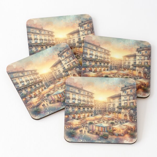 Item preview, European Town Square at Sunset Art designed and sold by glowarya.
