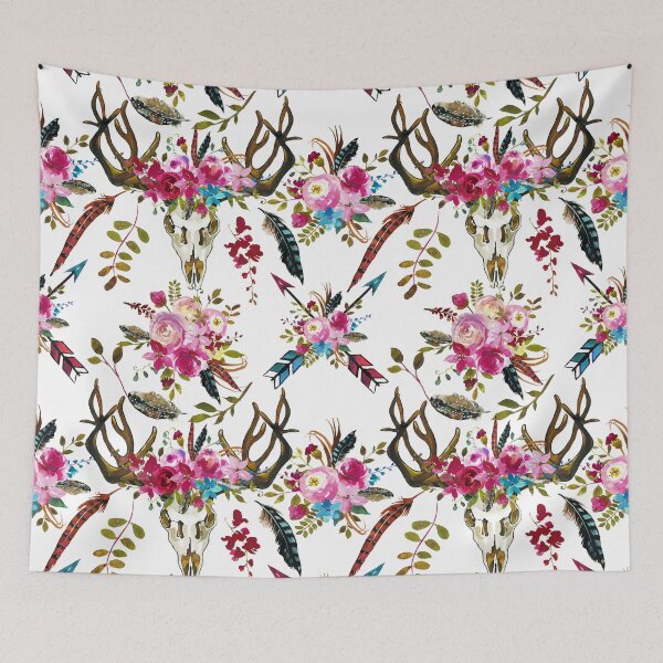 Artikelvorschau, Watercolor Boho Chic Flowers Pattern entworfen und verkauft von stylebytara.