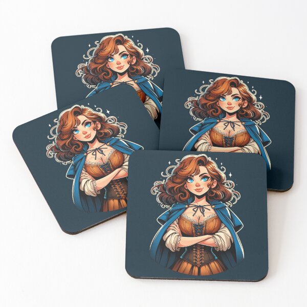 Item preview, Red Haired Sorceress in a Blue Cloak - Fantasy designed and sold by Fenay Designs.