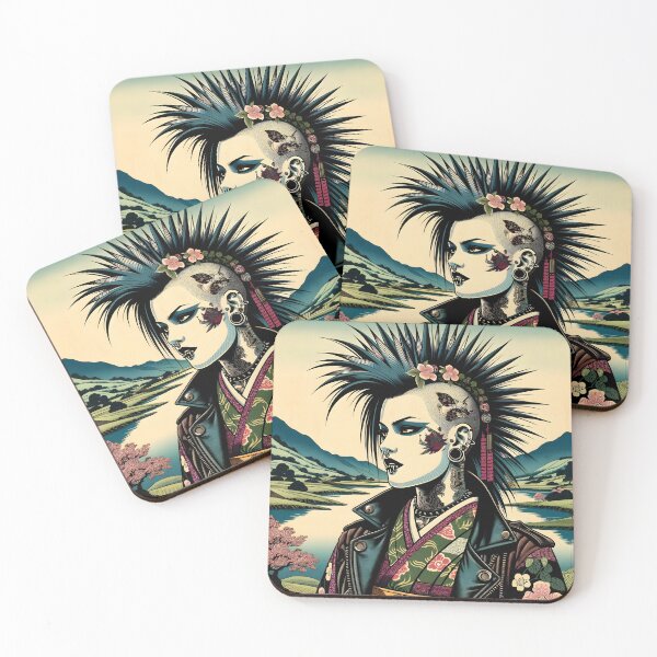 Item preview, Japanese Woodblock of a female Punk  designed and sold by Truck Stop One.