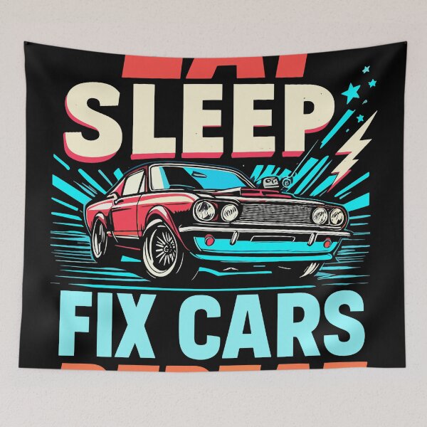 Item preview, Eat Sleep Fix Cars Repeat designed and sold by bihtti.