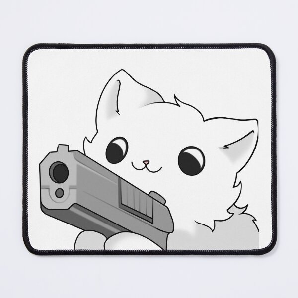 Item preview, White Cat with a gun designed and sold by natlouise313.