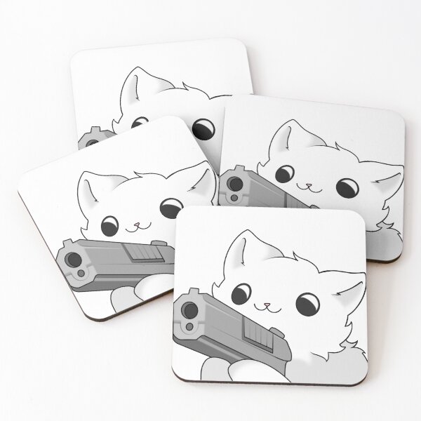 Item preview, White Cat with a gun designed and sold by natlouise313.