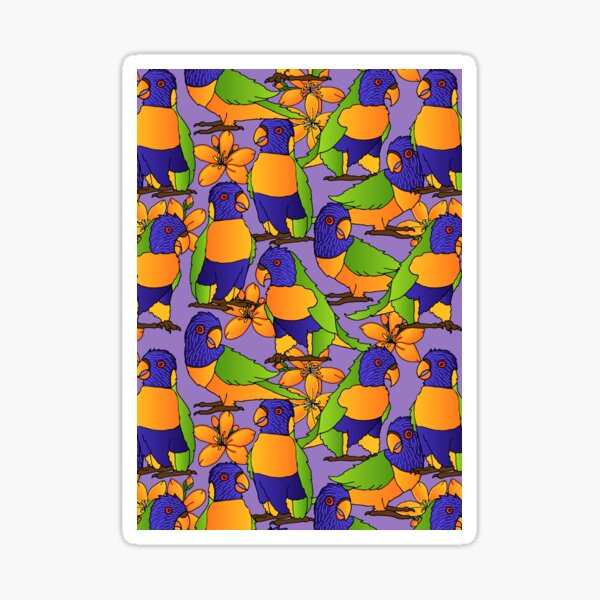Vista previa del artículo con la obra «Lindo patrón de pájaros lorito arcoíris», diseñado y vendido por HotHibiscus.