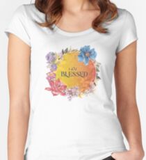 I am blessed - Floral Christian Quote Design Women's Fitted Scoop T-Shirt
