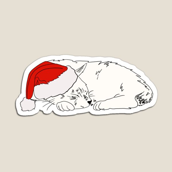 Artikelvorschau, Schlafendes Kätzchen mit Weihnachtsmütze entworfen und verkauft von SillyArtwork.