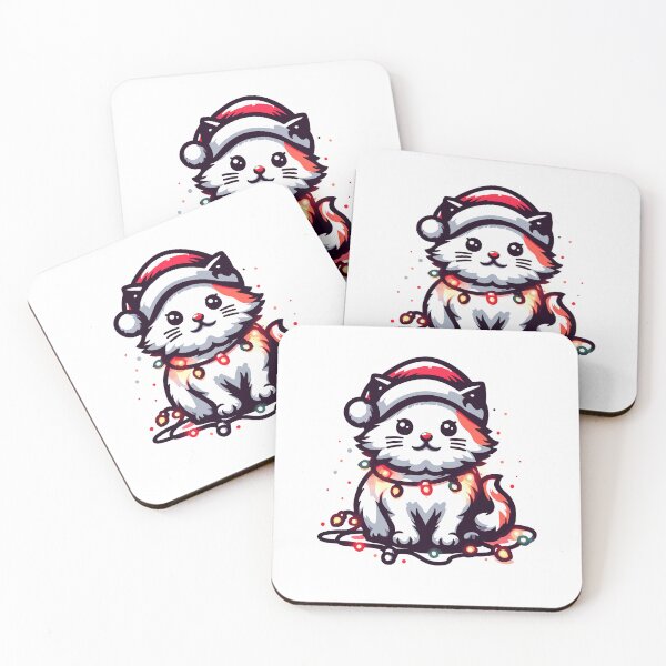 Item preview, Cute Christmas Cat Santa Hat Christmas Lights Adorable designed and sold by Frank Ring.