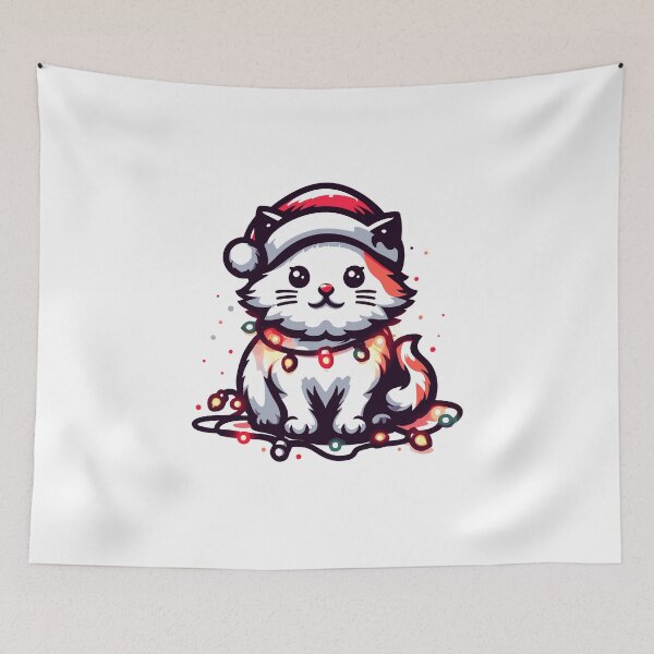 Item preview, Cute Christmas Cat Santa Hat Christmas Lights Adorable designed and sold by Frank Ring.