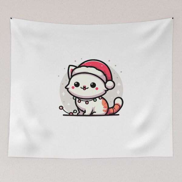 Item preview, Cute Christmas Cat Santa Hat Christmas Lights Adorable designed and sold by Frank Ring.