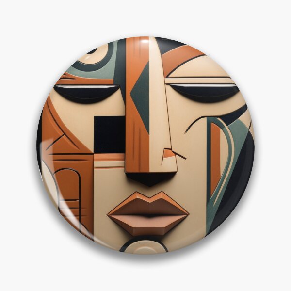 Item preview, Egyptian Pharaoh face, geometric objects art, boho style, mid century Abstract designed and sold by TeknoDust.