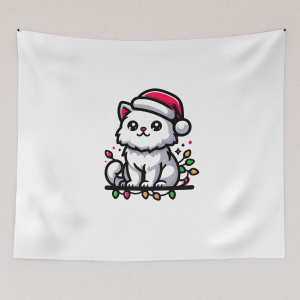 Item preview, Cute Christmas Cat Santa Hat Christmas Lights Adorable designed and sold by Frank Ring.