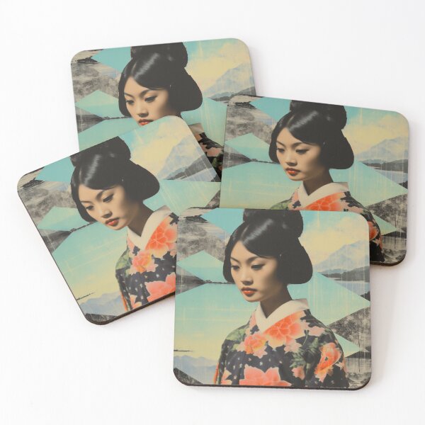 Item preview, Collage Style Image of Pretty Young Woman in Traditional Japanese Clothing designed and sold by Je-we.
