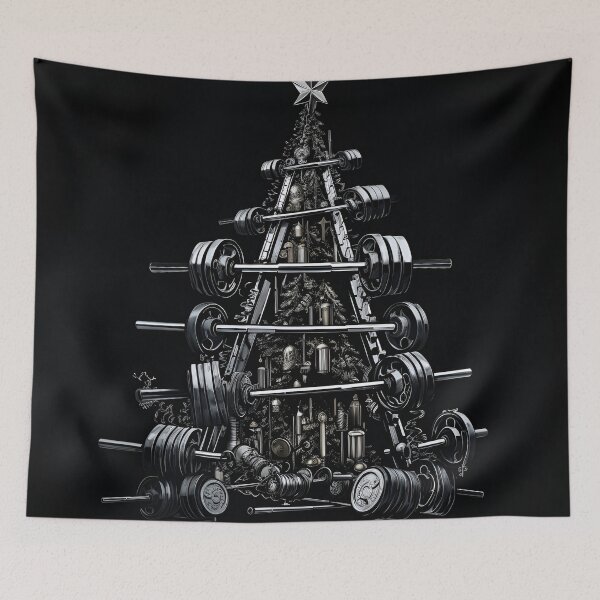 Item preview, christmas tree made of gym weights designed and sold by dcrc.