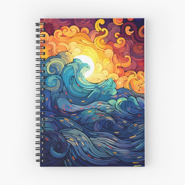 Item preview, Artistic style waves on the sea with sunset on sky designed and sold by CiniAi.
