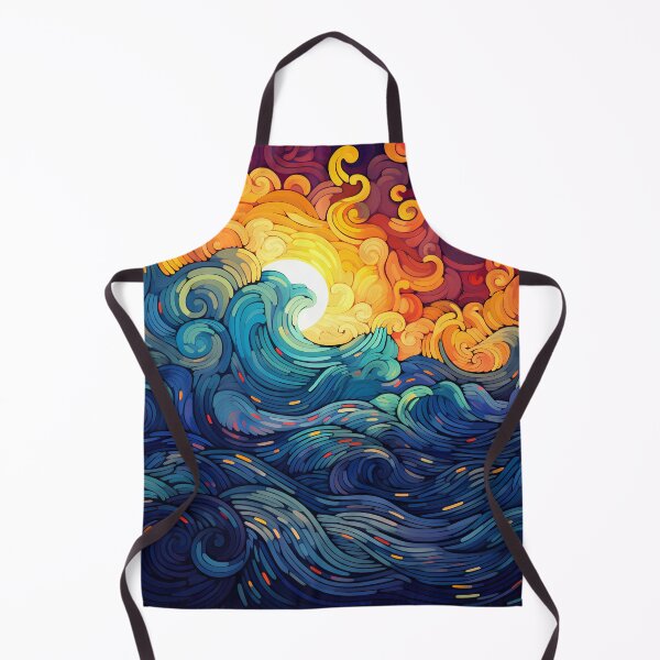 Item preview, Artistic style waves on the sea with sunset on sky designed and sold by CiniAi.