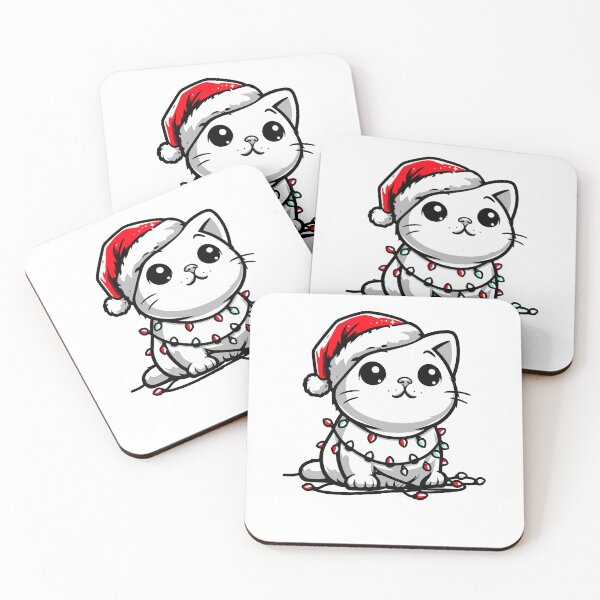 Item preview, Cute Christmas Cat Santa Hat Christmas Lights Adorable designed and sold by Frank Ring.