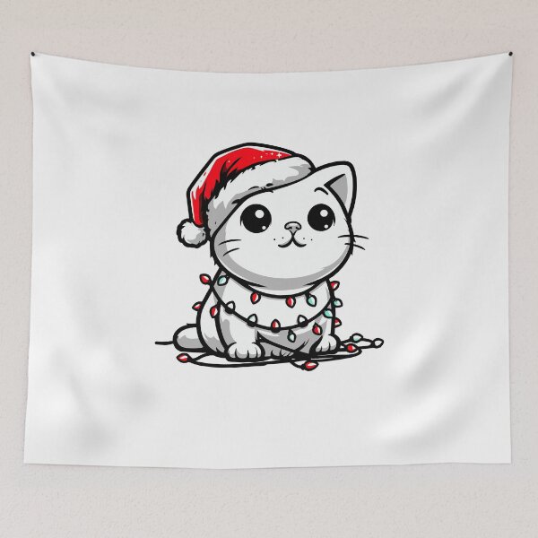 Item preview, Cute Christmas Cat Santa Hat Christmas Lights Adorable designed and sold by Frank Ring.