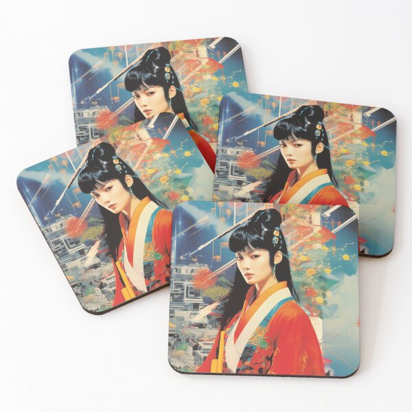 Item preview, Collage Style Image of Pretty Young Woman in Traditional Japanese Clothing designed and sold by Je-we.