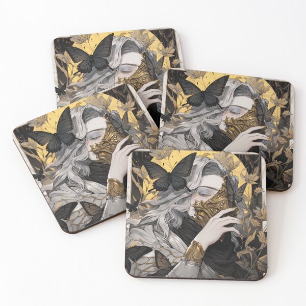 Item preview, Elegant Black and Gold Butterfly Knight Anime Girl designed and sold by bubblegoth.