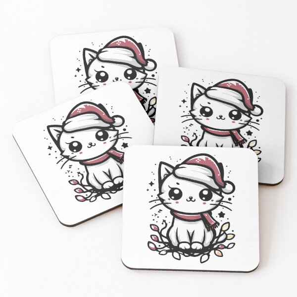 Item preview, Cute Christmas Cat Santa Hat Christmas Lights Adorable designed and sold by Frank Ring.