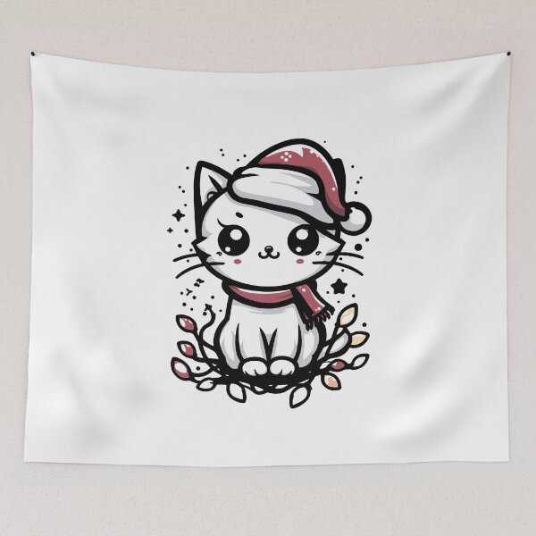 Item preview, Cute Christmas Cat Santa Hat Christmas Lights Adorable designed and sold by Frank Ring.