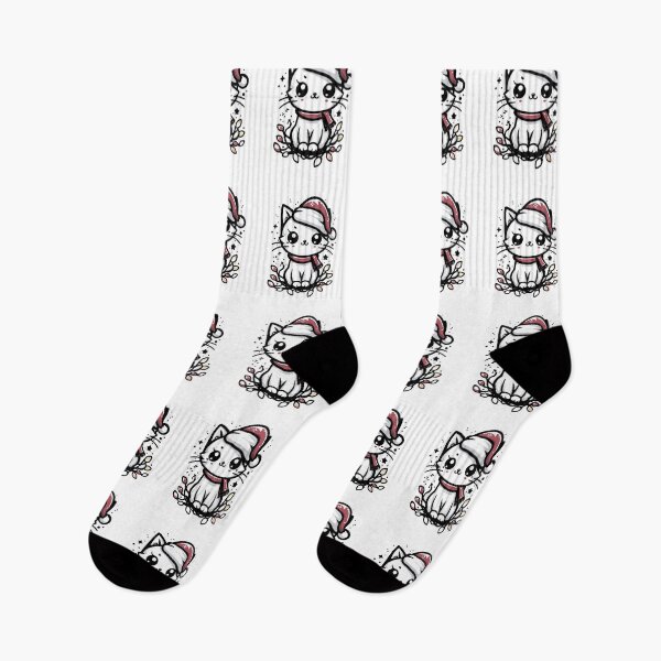 Item preview, Cute Christmas Cat Santa Hat Christmas Lights Adorable designed and sold by Frank Ring.