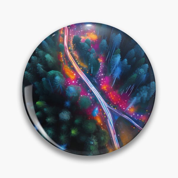 Item preview, Colorful lights racing through pine forest designed and sold by CiniAi.