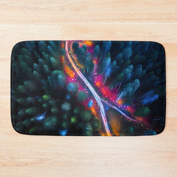 Item preview, Colorful lights racing through pine forest designed and sold by CiniAi.