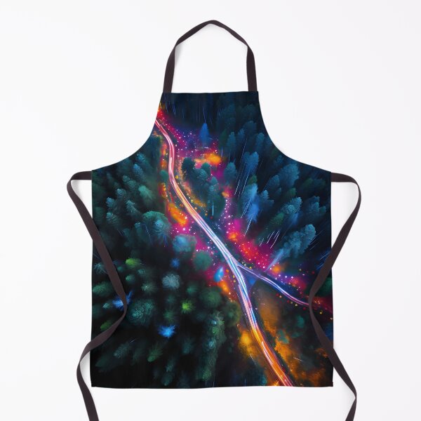 Item preview, Colorful lights racing through pine forest designed and sold by CiniAi.