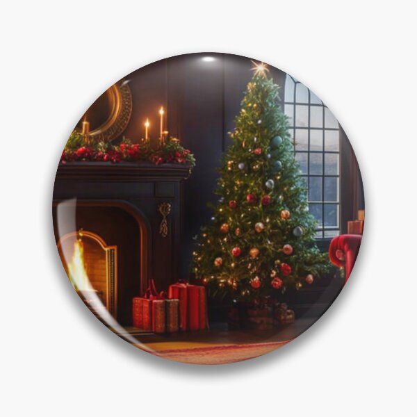 Item preview, Cozy & Warm Christmas Living Room With Window - Christmas Tree, Warm Fireplace and Presents Under the Tree designed and sold by MyArt23.