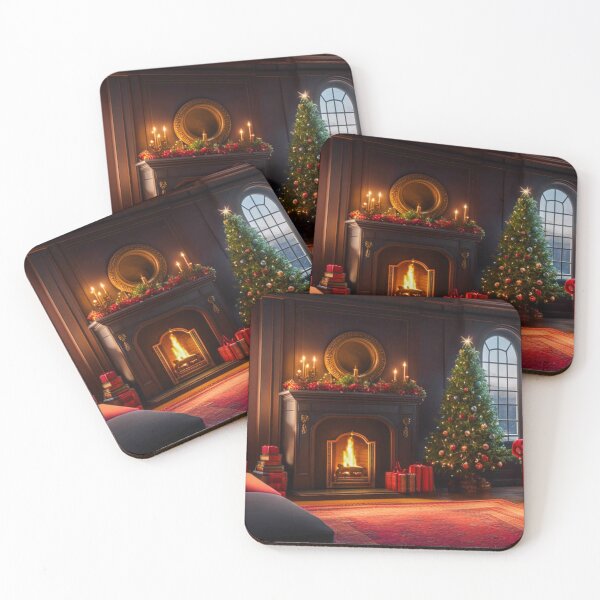 Item preview, Cozy & Warm Christmas Living Room With Window - Christmas Tree, Warm Fireplace and Presents Under the Tree designed and sold by MyArt23.