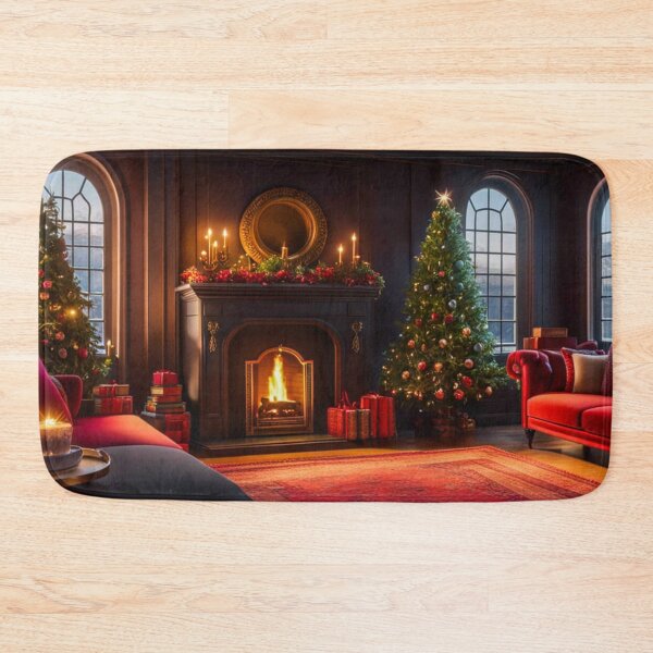 Item preview, Cozy & Warm Christmas Living Room With Window - Christmas Tree, Warm Fireplace and Presents Under the Tree designed and sold by MyArt23.