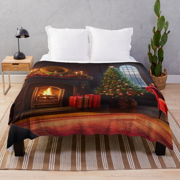 Item preview, Cozy & Warm Christmas Living Room With Window - Christmas Tree, Warm Fireplace and Presents Under the Tree designed and sold by MyArt23.