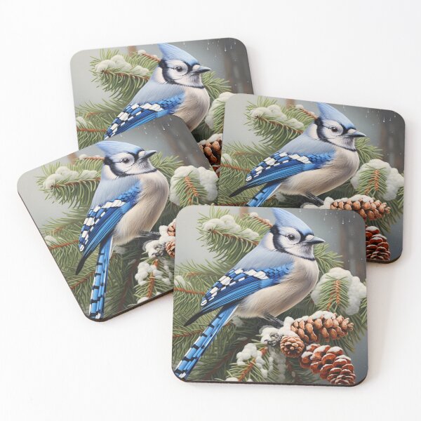 Item preview, Bluejay on Snowy Pine Branch designed and sold by Hartbecke.