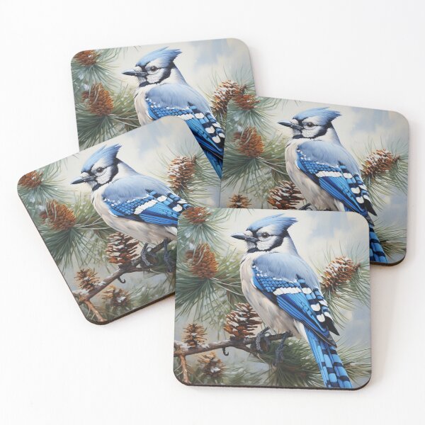 Item preview, Bluejay on Snowy Pine Branch designed and sold by Hartbecke.
