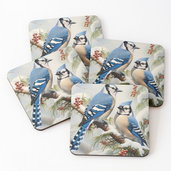 Item preview, Bluejays on Snowy Pine Branch designed and sold by Hartbecke.