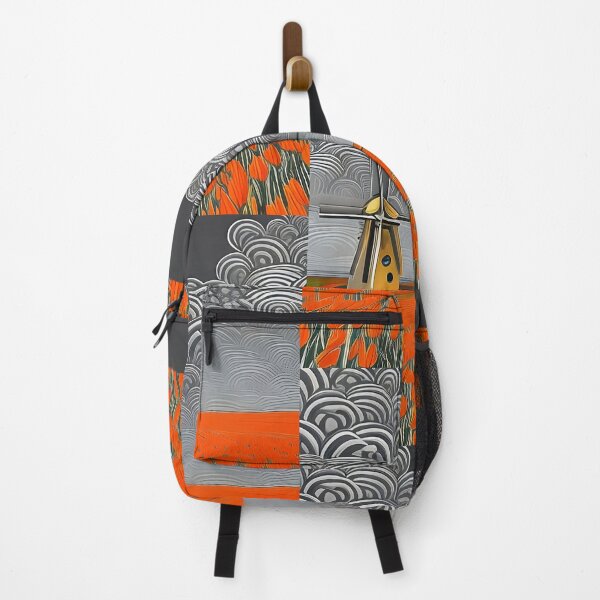 Item preview, Windmill in a field of Orange Tulips designed and sold by Bright-Moonrise.