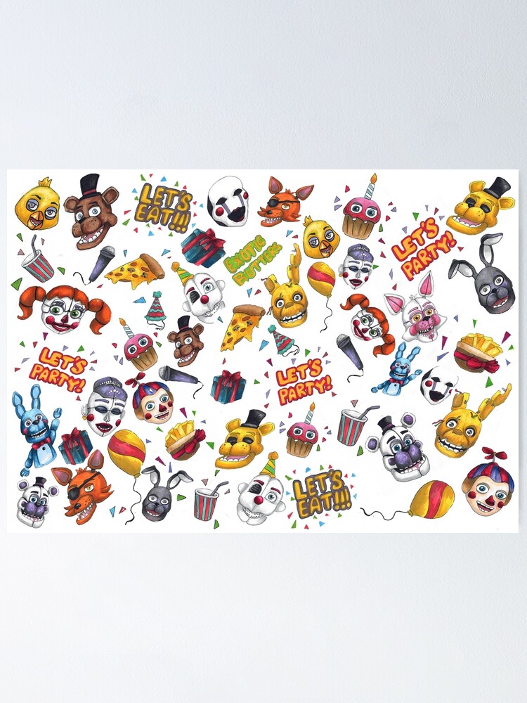 FNAF Let's Party Sticker for Sale by ThrillersLaws