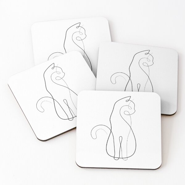 Item preview, Poster abstract one-line cat continuous black and white line designed and sold by Mushikart.