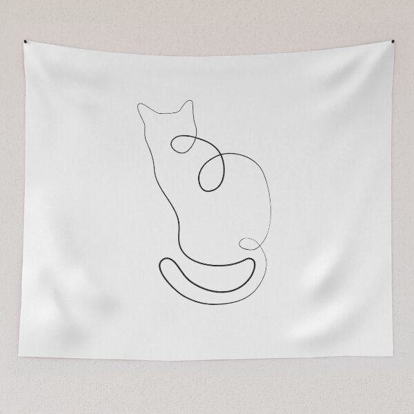 Item preview, Poster abstract one-line cat continuous black and white line designed and sold by Mushikart.