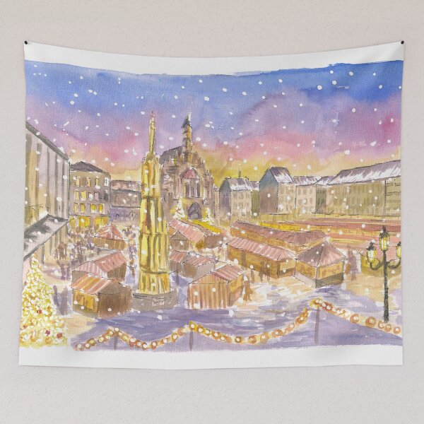 Item preview, Christkindlesmarkt Nuremberg Germany Illuminated at Night designed and sold by artshop77.