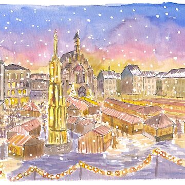 Artwork thumbnail, Christkindlesmarkt Nuremberg Germany Illuminated at Night by artshop77