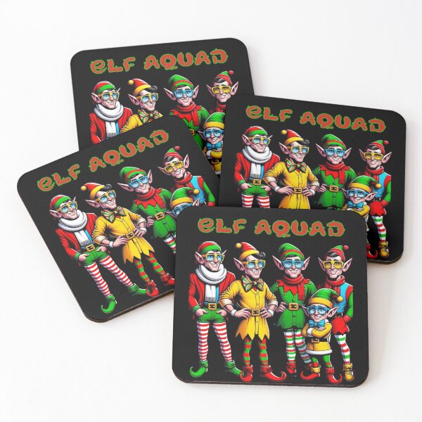 Item preview, Fun Family Squadron of Christmas Elves in Retro Style designed and sold by ArtFeverShop.