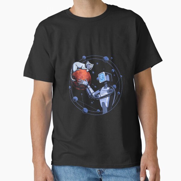 Robot and Cat on Mars Classic T-Shirt