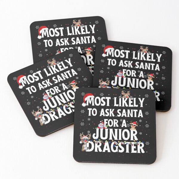 Item preview, Most Likely To Ask Santa For A Junior Dragster Funny Christmas Santa Reindeer Xmas Lights Holiday Racing Jr Dragster designed and sold by CarantinedChaos.