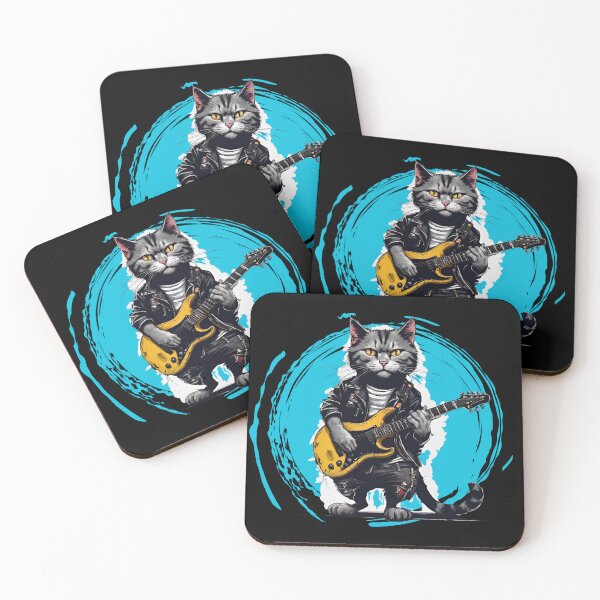 Item preview, ROCK GUITARIST CAT – rock cat - heavy metal cat - guitarist cat designed and sold by Musicians-world.