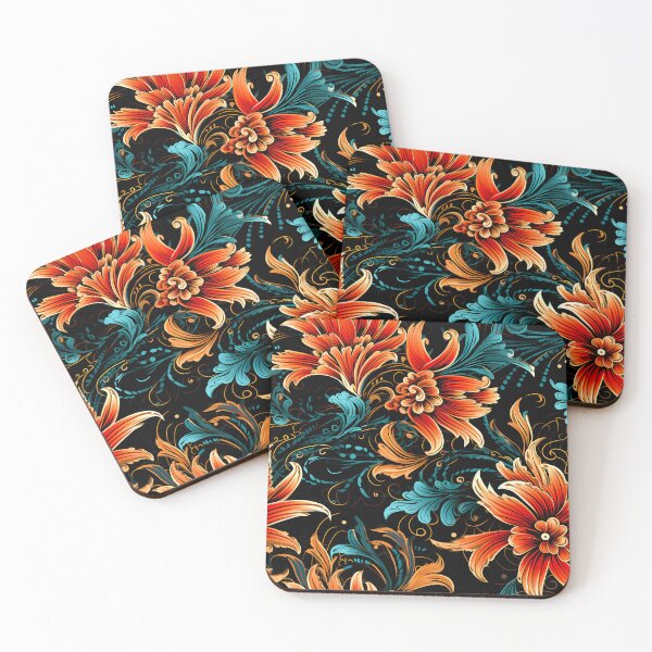 Item preview, Batik Colorful Floral Seamless Pattern on a Black Background designed and sold by HisoTorDesign.