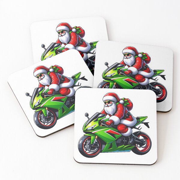 Item preview, Santa's Speedy Delivery - Racing Motorcycle Santa Die-Cut Sticker designed and sold by AIARTIST1.