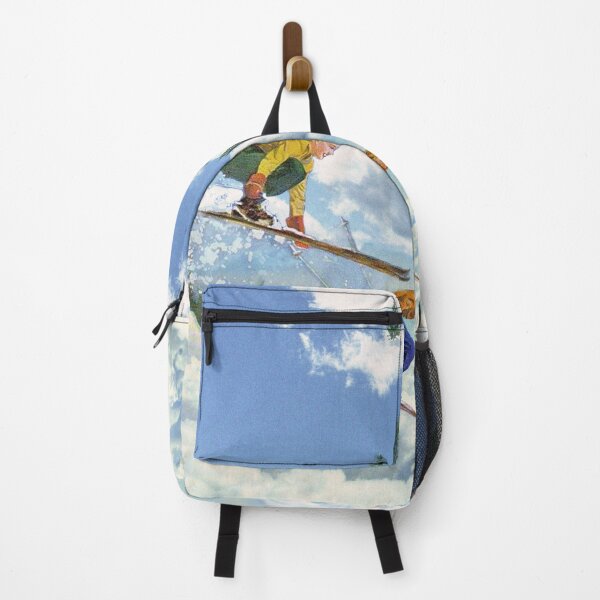 Item preview, Pow Clouds - Skiers jumping among clouds and pine trees designed and sold by linzsepe.