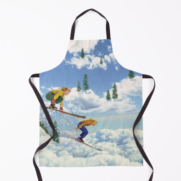 Item preview, Pow Clouds - Skiers jumping among clouds and pine trees designed and sold by linzsepe.